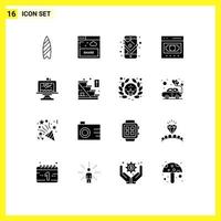 16 Créatif Icônes moderne panneaux et symboles de cuisson argent GPS échange affaires modifiable vecteur conception éléments