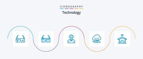 La technologie bleu 5 icône pack comprenant électronique. gérer. intelligent. données. La technologie vecteur