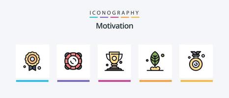 motivation ligne rempli 5 icône pack comprenant qualité. certificat. sac. entraînement. éducation. Créatif Icônes conception vecteur