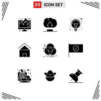 pack de 9 Créatif solide glyphes de cercle cabane idée maison chalet villa modifiable vecteur conception éléments