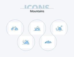 montagnes bleu icône pack 5 icône conception. Montagne. arbre. la nature. Montagne. paysage vecteur