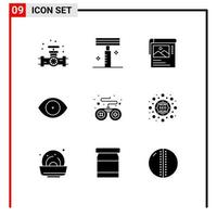 Stock vecteur icône pack de 9 ligne panneaux et symboles pour dispositif vision plus propre Humain œil modifiable vecteur conception éléments