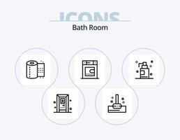 une baignoire pièce ligne icône pack 5 icône conception. . chauffage. toilettes. l'eau. une baignoire vecteur