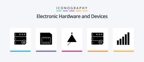 dispositifs glyphe 5 icône pack comprenant . téléphone. musique. connexion. recherche. Créatif Icônes conception vecteur