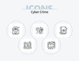 cyber la criminalité ligne icône pack 5 icône conception. Feu. portable. données. appareil. Sécurité vecteur