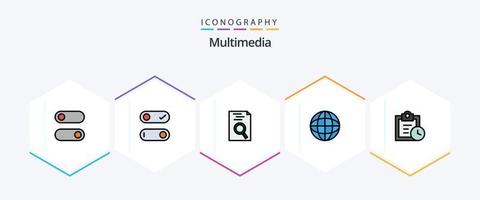 multimédia 25 ligne remplie icône pack comprenant . globe. vecteur