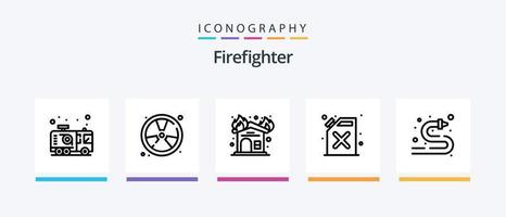 sapeur pompier ligne 5 icône pack comprenant flotter. Feu. appel. combattant. hotline. Créatif Icônes conception vecteur