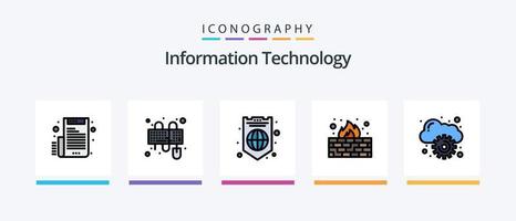 information La technologie ligne rempli 5 icône pack comprenant . protection. refroidissement. l'Internet. symétrique. Créatif Icônes conception vecteur