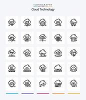 Créatif nuage La technologie 25 contour icône pack tel comme données. nuage. nuage. désactivé. vers le bas vecteur