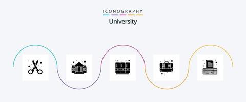 Université glyphe 5 icône pack comprenant composer. étudiant. école Casiers. école. boîte vecteur