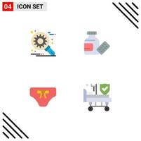 plat icône pack de 4 universel symboles de Personnaliser vêtements réglage science lit modifiable vecteur conception éléments