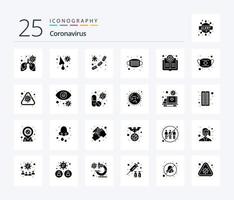 coronavirus 25 solide glyphe icône pack comprenant bactéries. médical. bactérie. masque. du sang vecteur