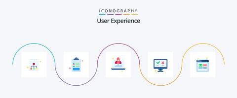 utilisateur expérience plat 5 icône pack comprenant utilisateur. expérience. ordinateur. multimédia. liste vecteur