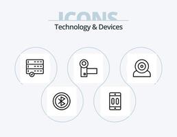 dispositifs ligne icône pack 5 icône conception. jouer. mobile. sûr. téléphone intelligent. mobile vecteur