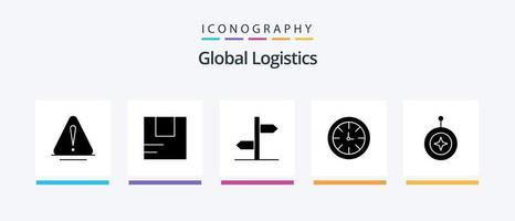 global logistique glyphe 5 icône pack comprenant étoile. mondial. direction. horloge. montre. Créatif Icônes conception vecteur