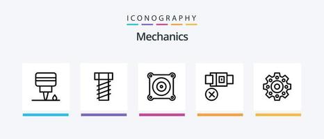 mécanique ligne 5 icône pack comprenant . pneus. ventilateur. Créatif Icônes conception vecteur