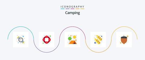 camping plat 5 icône pack comprenant . Noisette. Extérieur. aliments. feuilles vecteur