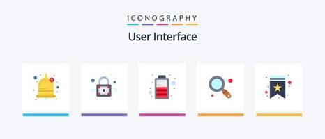 utilisateur interface plat 5 icône pack comprenant . étiqueter. pouvoir. étoile. signet. Créatif Icônes conception vecteur