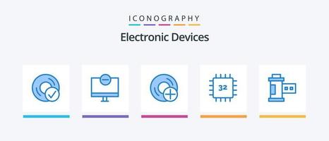 dispositifs bleu 5 icône pack comprenant dispositifs. ébrécher. matériel. gadget. dispositifs. Créatif Icônes conception vecteur