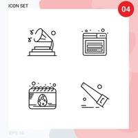 mobile interface ligne ensemble de 4 pictogrammes de la musique Date le volume page Oeuf modifiable vecteur conception éléments