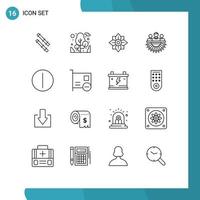 pictogramme ensemble de 16 Facile grandes lignes de carte commutateur chinois sur la gestion modifiable vecteur conception éléments