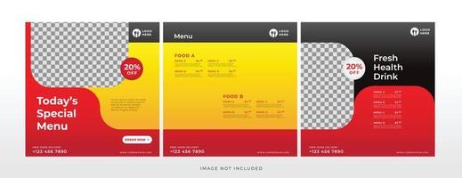 bannière de nourriture et de boisson pour le modèle de médias sociaux vecteur