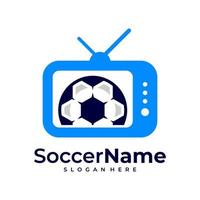 modèle de logo de football de télévision, vecteur de conception de logo de football