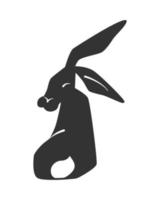 lapin noir assis. illustration vectorielle minimaliste couleur noire sur fond blanc vecteur