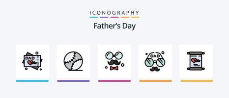 les pères journée ligne rempli 5 icône pack comprenant père. père. portefeuille. date.. Créatif Icônes conception vecteur