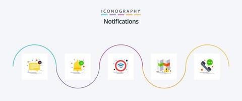 notifications plat 5 icône pack comprenant SMS. message. technologie. notification. carte vecteur