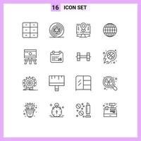 ensemble de 16 moderne ui Icônes symboles panneaux pour planche la toile carte l'Internet épingle modifiable vecteur conception éléments