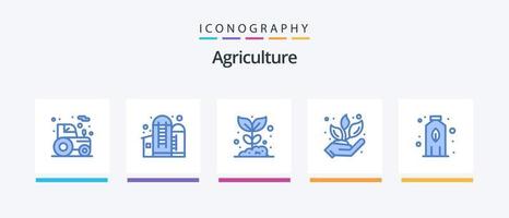 agriculture bleu 5 icône pack comprenant bouteille. la nature. agriculture. producteur. plante. Créatif Icônes conception vecteur