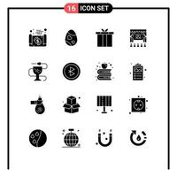 Stock vecteur icône pack de 16 ligne panneaux et symboles pour maladie un d Oeuf cinéma Noël modifiable vecteur conception éléments