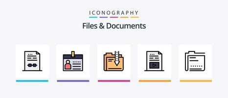 des dossiers et les documents ligne rempli 5 icône pack comprenant déposer. presse-papiers. déposer. dupliquer. données. Créatif Icônes conception vecteur