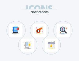 notifications plat icône pack 5 icône conception. loupe. siffler. livre. des sports. alarme vecteur