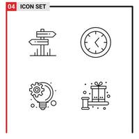 Stock vecteur icône pack de 4 ligne panneaux et symboles pour direction équilibre pièce idée la gestion cadeau modifiable vecteur conception éléments