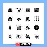 Stock vecteur icône pack de 16 ligne panneaux et symboles pour anniversaire vidéo réglage conception profil modifiable vecteur conception éléments