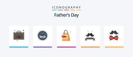 les pères journée plat 5 icône pack comprenant robe. moustache. père. pères. célébrer. Créatif Icônes conception vecteur