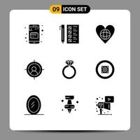 ensemble de 9 moderne ui Icônes symboles panneaux pour homme cible développement comme monde modifiable vecteur conception éléments