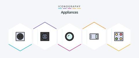 appareils électroménagers 25 ligne remplie icône pack comprenant . cuisine. cuisine. électro. Accueil vecteur