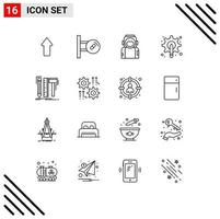 contour pack de 16 universel symboles de équipement stylo astronaute graphique costume modifiable vecteur conception éléments