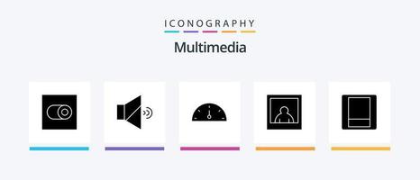 multimédia glyphe 5 icône pack comprenant . performance. changer. Créatif Icônes conception vecteur