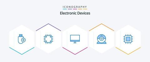 dispositifs 25 bleu icône pack comprenant dispositifs. came. gadget. moniteur. gadget vecteur