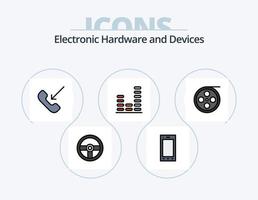 dispositifs ligne rempli icône pack 5 icône conception. charge. radio. caméra. musique. dispositif vecteur