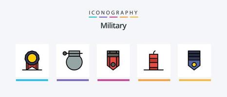 militaire ligne rempli 5 icône pack comprenant armée. étoile guerres. rang. lumière sabre. position. Créatif Icônes conception vecteur