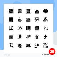 universel icône symboles groupe de 25 moderne solide glyphes de cabane maison caméra lentilles Accueil spécial modifiable vecteur conception éléments