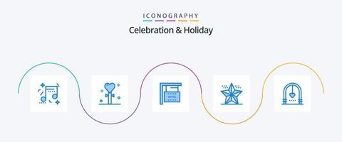 fête et vacances bleu 5 icône pack comprenant étoile. événement. bâton. Noël. Hôtel vecteur