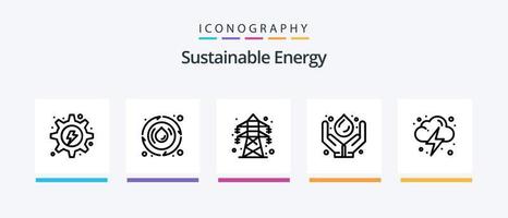 durable énergie ligne 5 icône pack comprenant pouvoir. printemps. renouvelable. affaissement. huile. Créatif Icônes conception vecteur