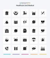 Créatif médical 25 glyphe solide noir icône pack tel comme température. médicament. médicament. médical cas. Cas vecteur