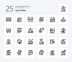 spa et se détendre 25 ligne icône pack comprenant masque. concombre . spa. spa vecteur